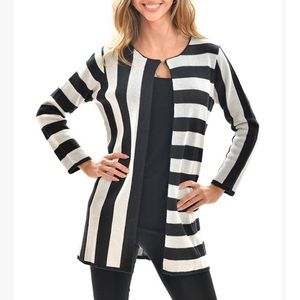 Black & White Mixed-Direction Stripe Cardigan